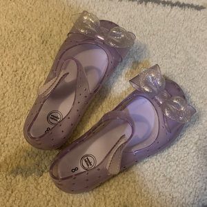 Toddler / Little Girls jelly sparkle translucent purple princess jelly slippers